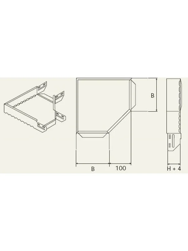 Bild von Schneider Electric WIBE GROUP Ecke 90 Grad für Kabelrinnen KB184/KB284Höhe 60 mm, Breite 400 mm, Länge 500mmEl-verzinkt, Serverschrank Zubehör