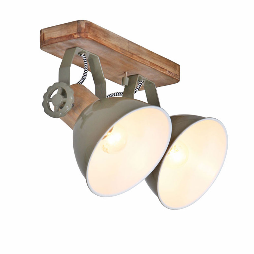 Bild von Steinhauer LIGHTING LED Deckenspot, Spotleiste Deckenleuchte Spotlampe 2-Flammig Holz grün Strahler
