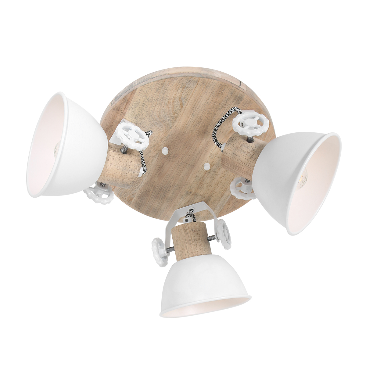 Bild von Steinhauer LIGHTING Deckenspot, Spotrondell Deckenleuchte Spotlampe Holz natur weiß verstellbar 3