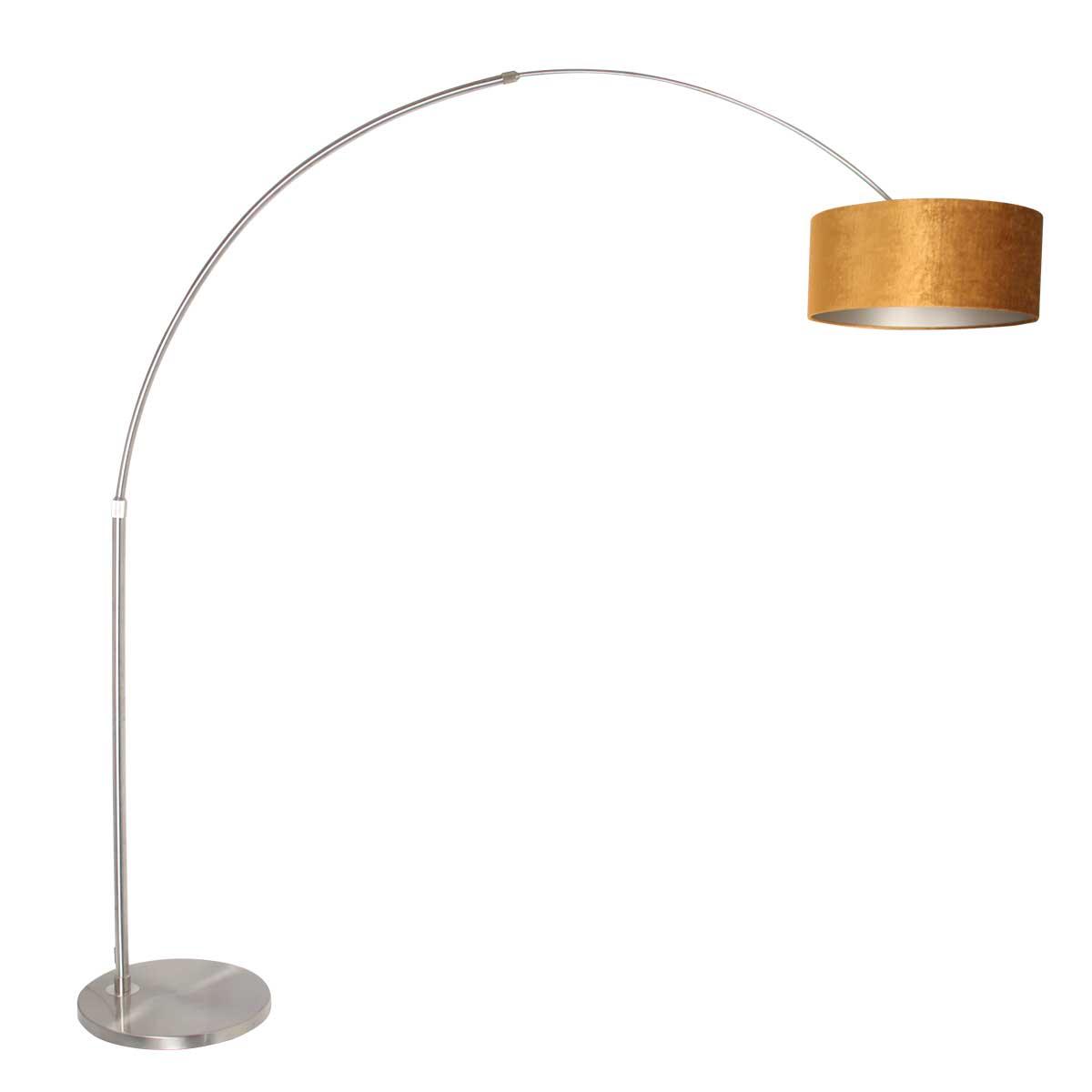 Bild von Steinhauer LIGHTING LED Bogenlampe, Bogenleuchte Stehlampe Bogenstehleuchte Textil gold Höhenverstellbar