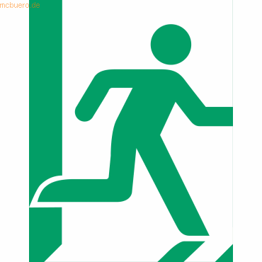 Bild von Djois Warnschild Notausgang rechts Klebstoff, einschraubbar PP (Polypropylen) 20 (B) x 0,14 (H) cm 3 Stück