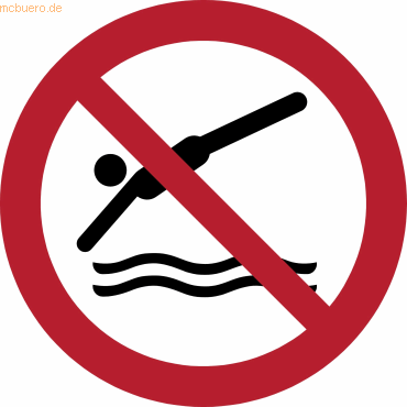 Bild von Djois Warnschild Tauchen verboten Klebstoff, einschraubbar PP (Polypropylen) 20 (B) x 0,14 (H) cm 3 Stück