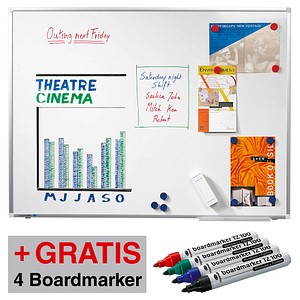 Bild von AKTION: Legamaster Whiteboard PREMIUM PLUS 180,0 x 90,0 cm weiß emaillierter Stahl + GRATIS 4 Boardmarker TZ 100 farbsortiert