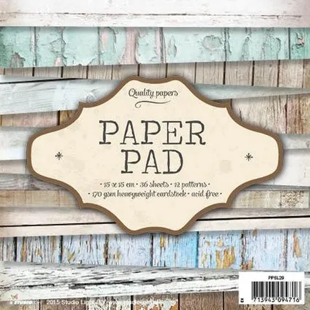 Bild von Markenlos Papierblock PPSL29 Holzstruktur 36Blatt/15x15cm/12 Motive
