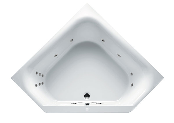 Bild von RIHO Austin Eck-Badewanne, mit Flow-System, 2-Sitzer, 145x145x48cm, 270 Liter, weiß, B0050, Ausführung: Version rechts