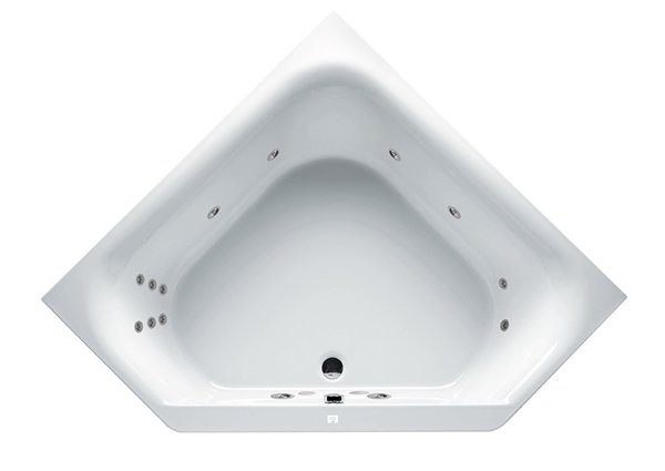 Bild von RIHO Austin Eck-Badewanne, mit Flow-System, 2-Sitzer, 145x145x48cm, 270 Liter, weiß, B0050, Ausführung: Version links