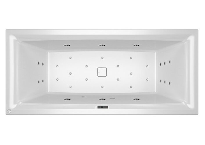 Bild von RIHO Still Square Rechteck-Badewanne, Version links, mit Bliss-System, Einbau, mit Ab-/Überlaufgarnitur, 2-Sitzer, weiß, B, Ausführung: 180x80x50cm, ohne Kopfkissen/Licht