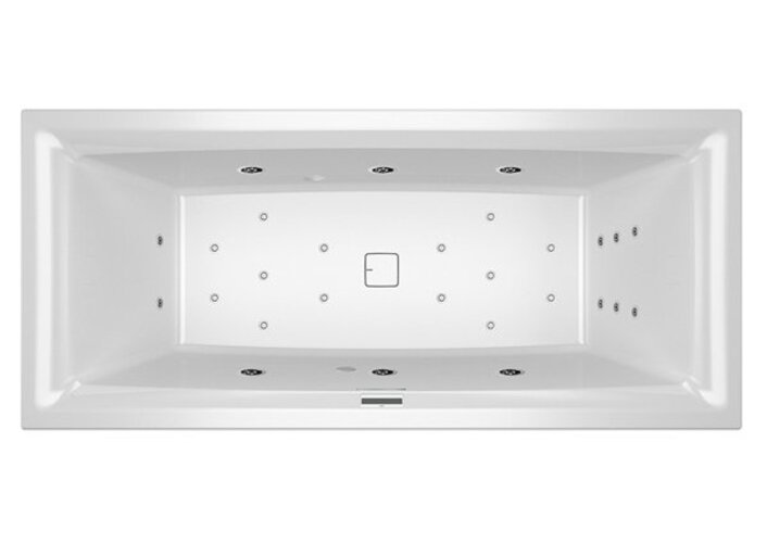 Bild von RIHO Still Square Rechteck-Badewanne, mit Riho Fall, Version links, mit Joy-System, Einbau, mit Ab-/Überlaufgarnitur, 2-Sitzer, weiß, B, Ausführung: 170x75x50cm, ohne Kopfkissen/Licht