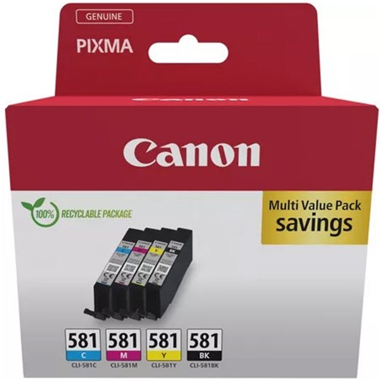 Bild von Canon Original CLI-581 Druckerpatronen - 4er Multipack (cyan, magenta, gelb, schwarz) (2103C007)