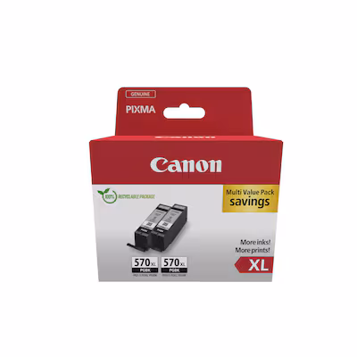 Bild von Canon PGI-570XL PGBK Tintenpatrone (Doppelpack, 2-tlg., Original Druckerpatronen, schwarz)