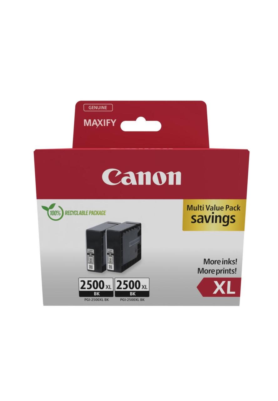 Bild von Canon 2 Druckerpatronen Tinte PGI-2500 XL BK black, schwarz Twin Pack Tintenpatrone
