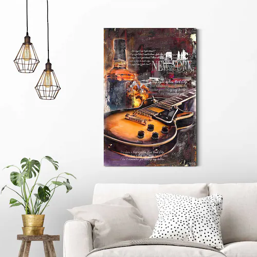 Bild von REINDERS Wandbild, Guitar Blues Night One, Man Cave, Poster, Deko aesthetic, Poster, Wanddeko, Room Decor, Holz, Braun, 60 x 90 cm