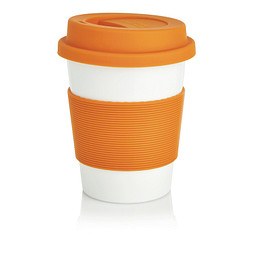 Bild von XD COLLECTION Kaffeebecher PLA, 350 ml, orange/weiß