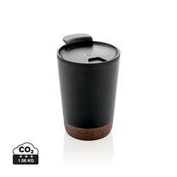 Bild von XD COLLECTION GRS rPP Edelstahl-Kaffeebecher mit Kork, schwarz