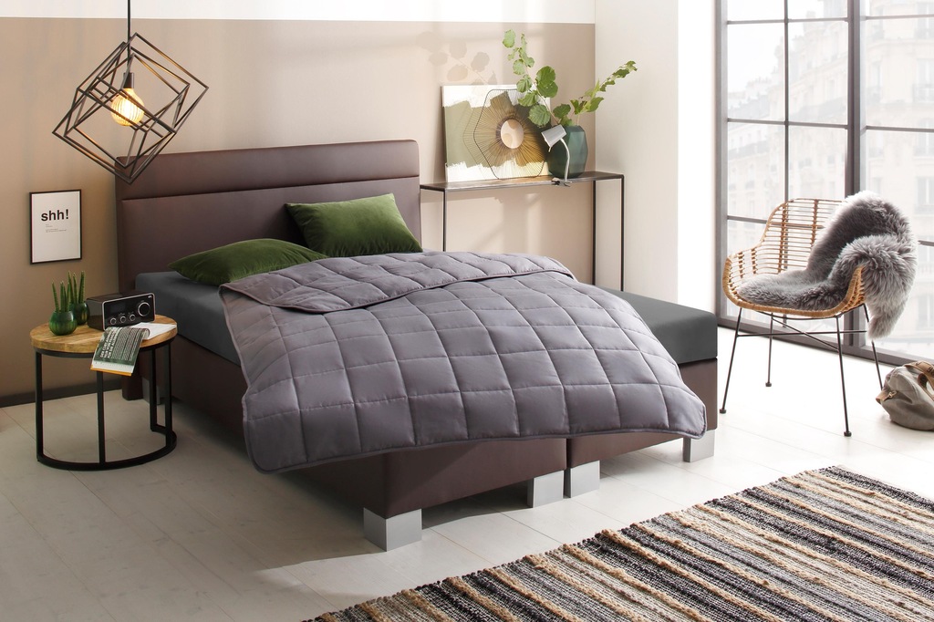 Bild von Home affaire Gewichtsdecke "Jayden, Bettdecke 135x200 cm", warm, Füllung Kunstfaser, Bezug 100% Baumwolle, (1 St.), Bettdecken, Sommer, Winter, Decke fördert ruhigen Schlaf
