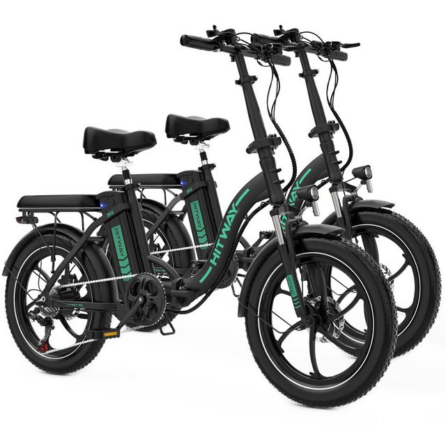 Bild von HITWAY E-Bike Klapprad E-Falträder für Damen Herren 250W Motor 25km/h, 7 Gang Shimano, Bürstenloser Heckmotor, 432 Wh, Elektrofahrrad klapprad E-Bike 20*3" FatReifen 36V/12Ah Akku
