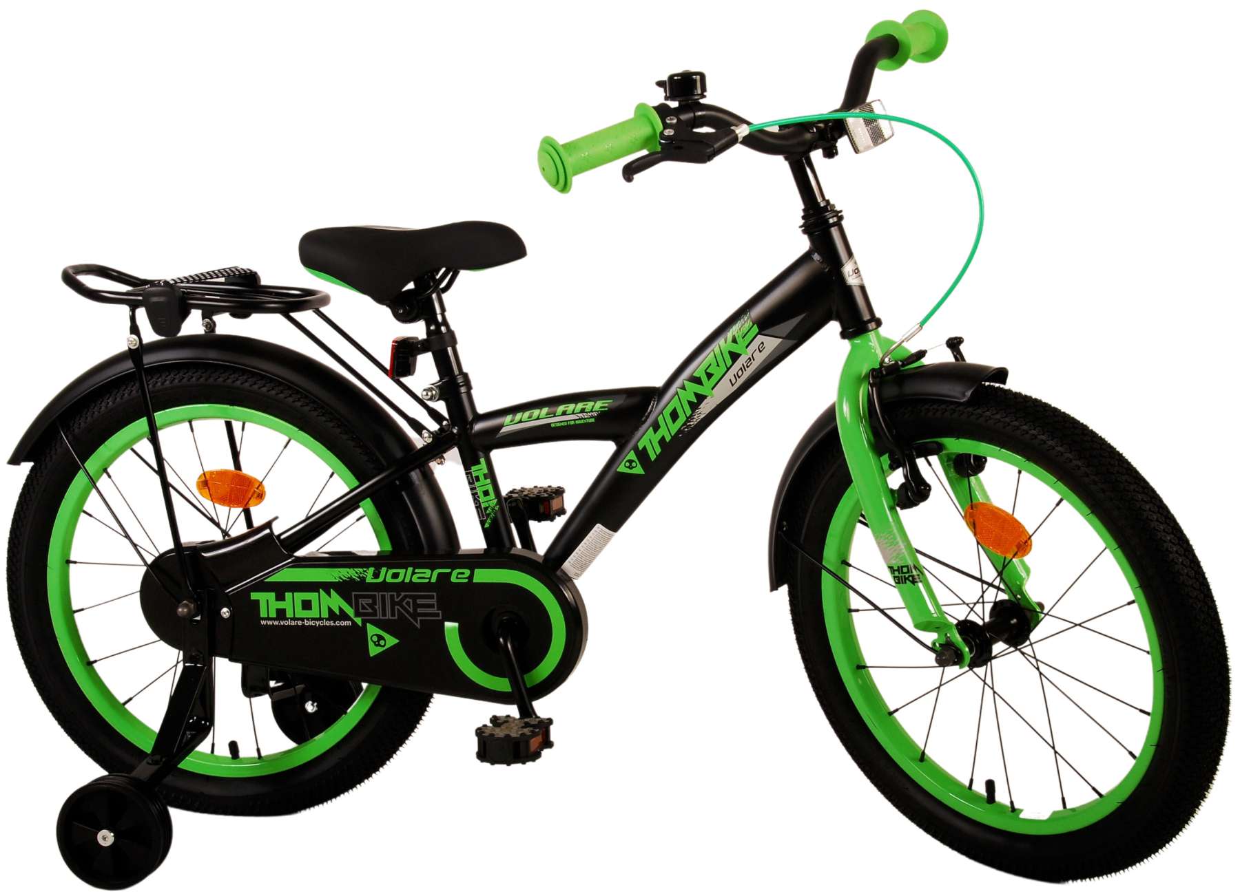 Bild von Volare Kinderfahrrad 18 ZOLL Kinder Jungen Fahrrad Kinderfahrrad Bike Rad TB Grün 21794, Rücktriit, Gepäckträger, Seitenständer, Stützräder