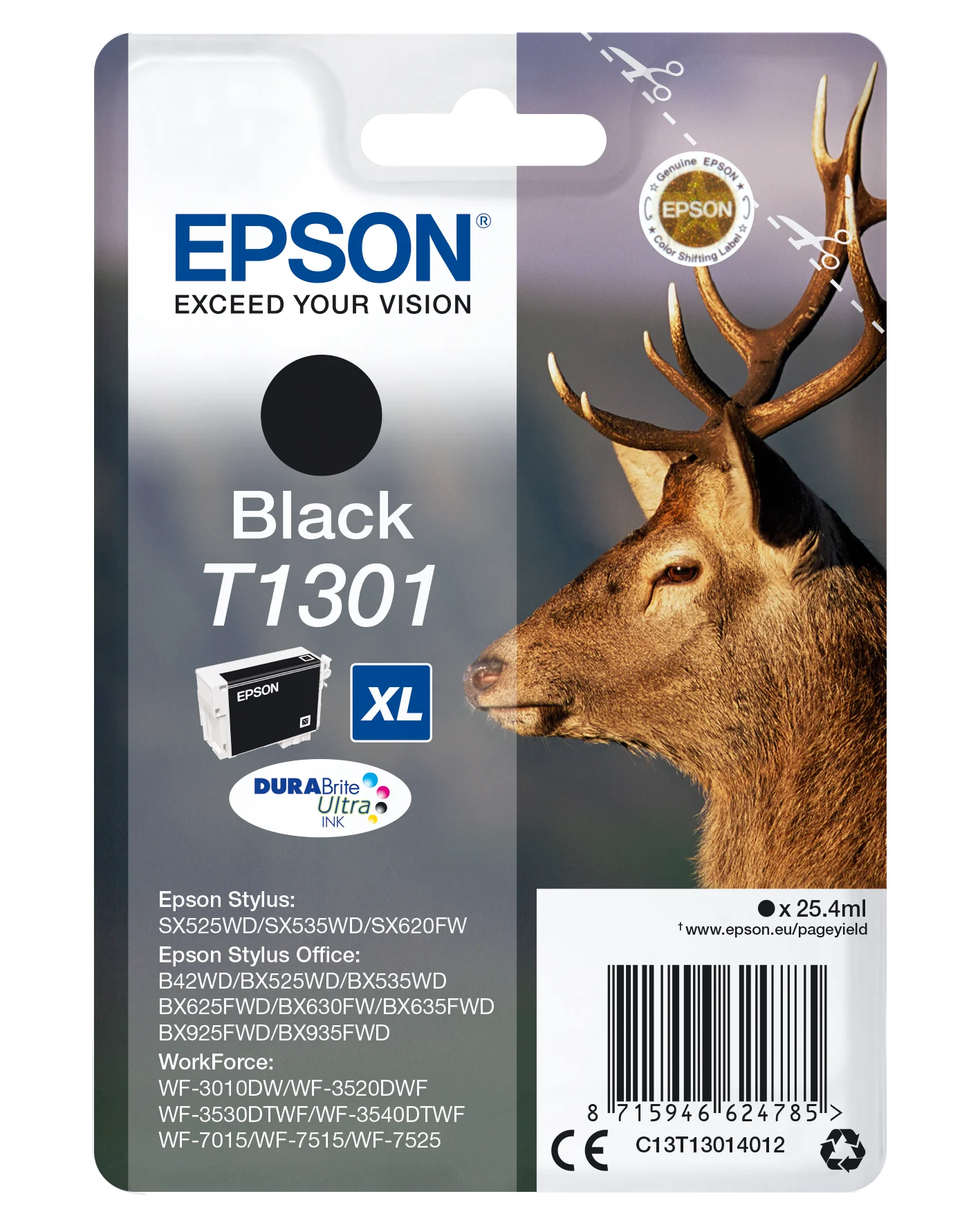 Bild von Epson C13T13014012 Xl Hirsch schwarz Druckerpatrone Nachfülltinte (x)