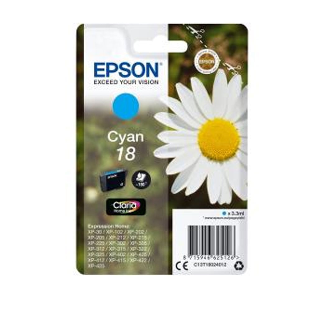 Bild von Epson Original 18 Gänseblümchen Druckerpatrone - cyan (C13T18024012)