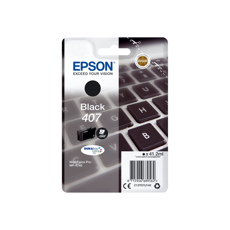 Bild von Epson Original 407 Tastatur Druckerpatrone - schwarz (C13T07U140)