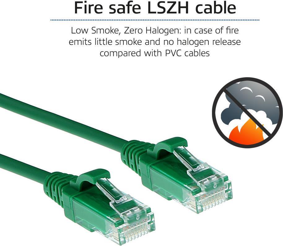 Bild von ACT Green 7 meter LSZH U/UTP CAT6 datacenter slimline patch cable snagless with RJ45 connectors (U/UTP, CAT6, 7 m), Netzwerkkabel