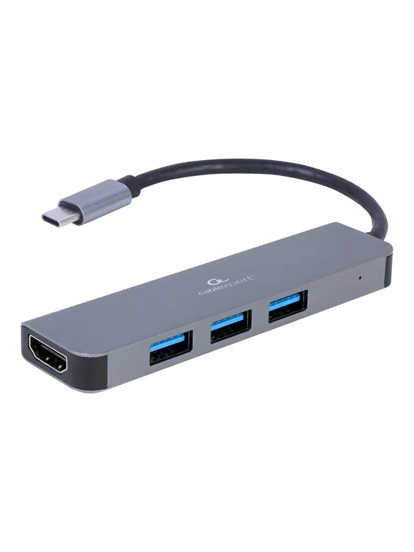 Bild von Gembird A-CM-COMBO2-01 (USB-C, 4 Ports), Dockingstation + USB Hub, Grau