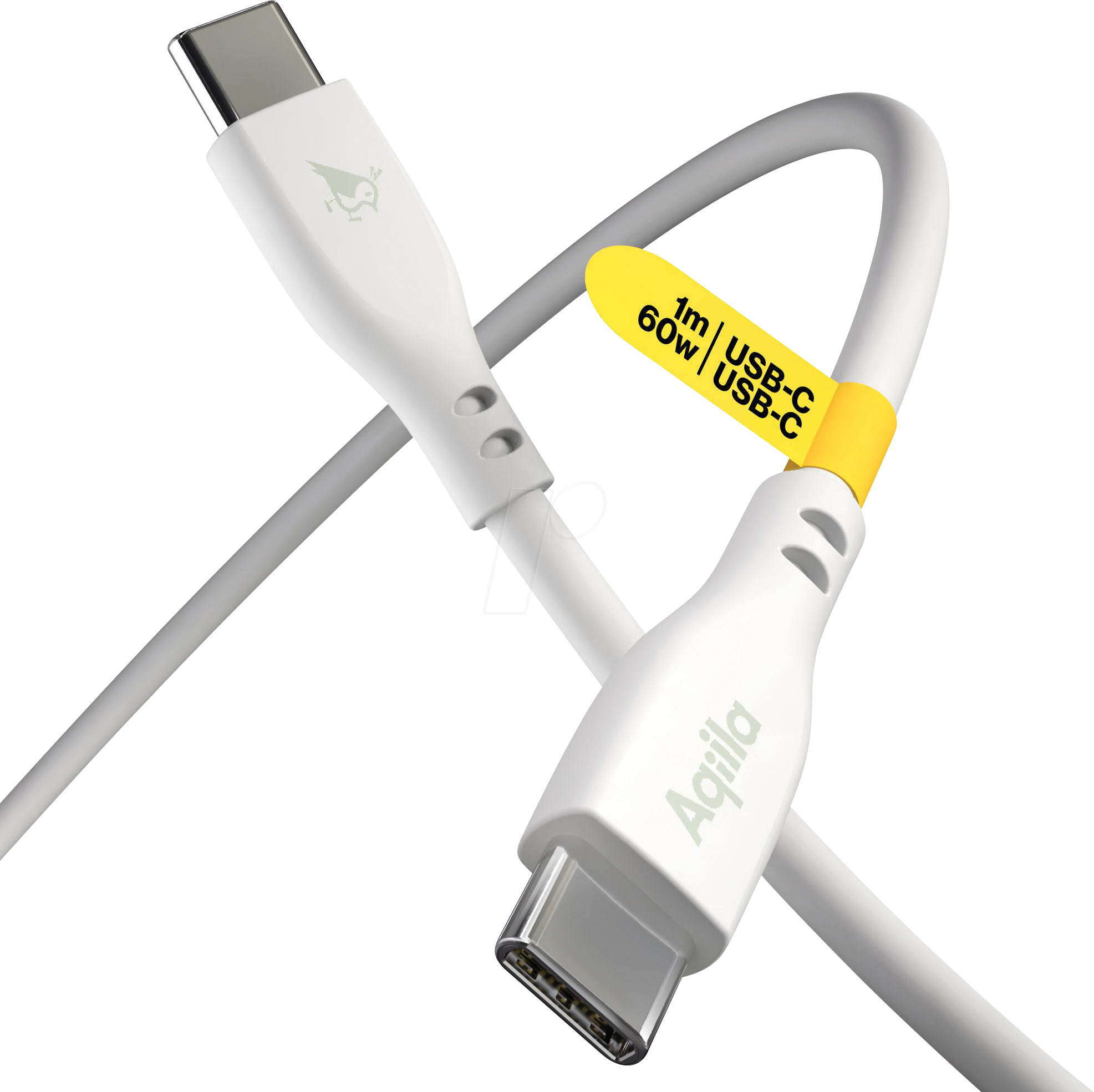 Bild von Aqiila Cablebird CS11 - USB-C to USB-C Silicon cable, 60W (1m) - White (1 m, USB 2.0), USB Kabel