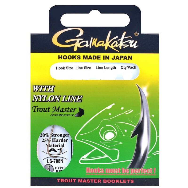 Bild von GAMAKATSU Hook Trout Master Nylon LS-708 Gr.10 120cm 0,16mm Nickel...