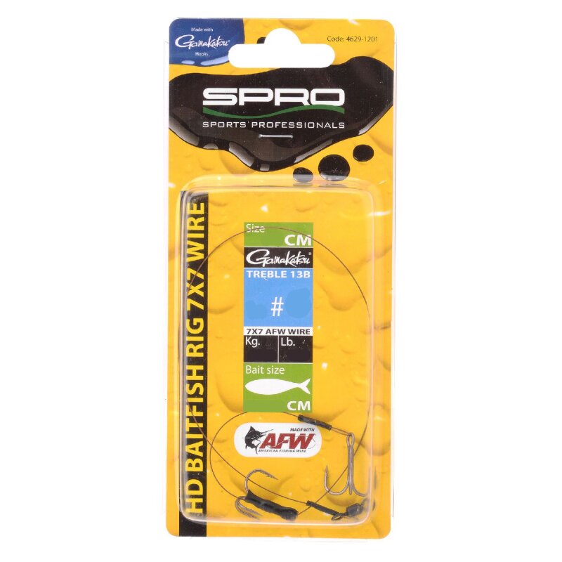 Bild von Spro HD Baitfish Rig 35cm - Stahlvorfach 7x7 mit 2 Drillingen