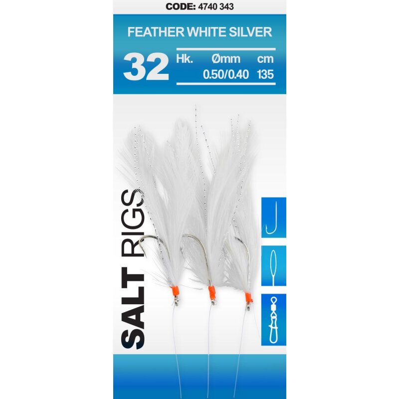 Bild von SPRO Salt Rig 32 Feather Gr.1/0 135cm 0,5mm 0,4mm White Silver