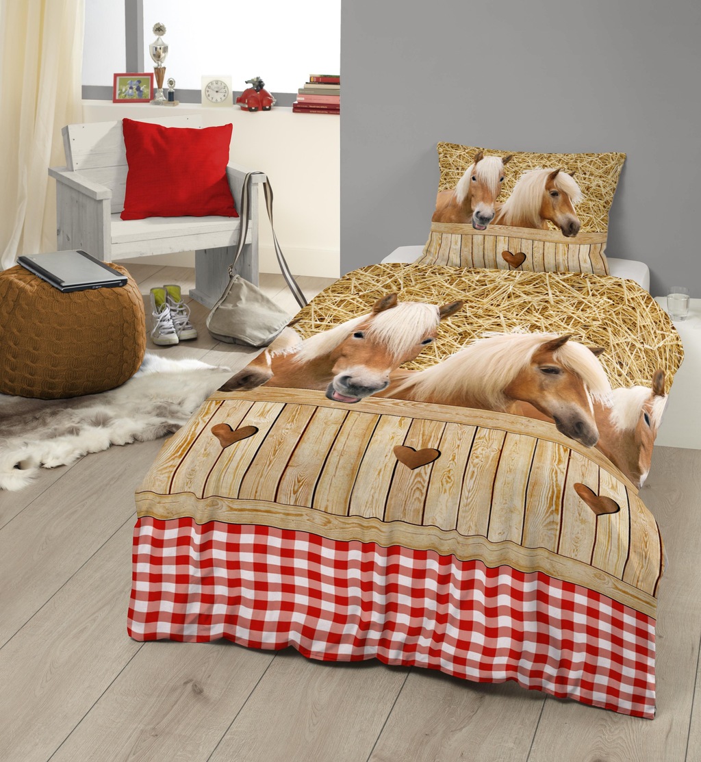 Bild von good morning Kinderbettwäsche "Haflinger", Baumwolle, 135x200, Reißverschluss, Wende, Kind, Mädchen, Pferd, Sand