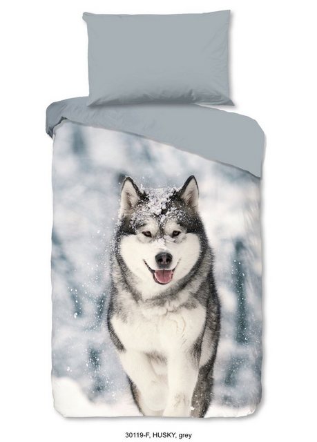 Bild von good morning Bettwäsche HUSKY Bettwäsche-Set Bettbezug & Kissenbezüge, flanell, 3 teilig, Hund
