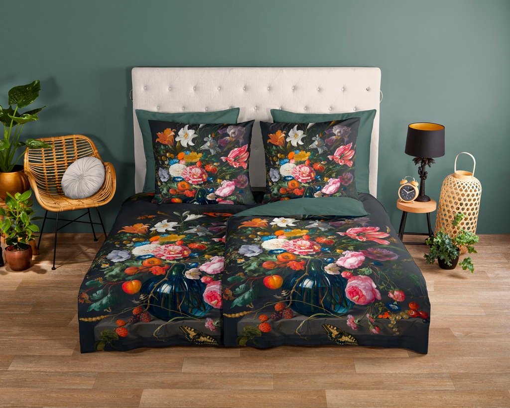 Bild von good morning Bettwäsche Renforcé Bettwäsche 155 X 220 cm + 1- 80 X 80 cm Deja bunt flowers, Baumwolle, 2 teilig, bettwäsche 155x220 baumwolle sale warm weihnachten 155x220 bettbezug