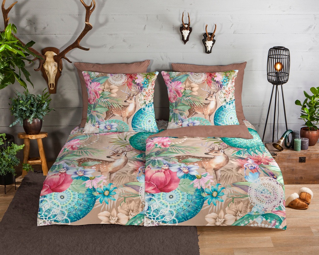 Bild von hip Bettwäsche hip Flanell Bettwäsche 135x200 Hebe Hirsch Mandala Wende braun sand, Flanell, 2 teilig