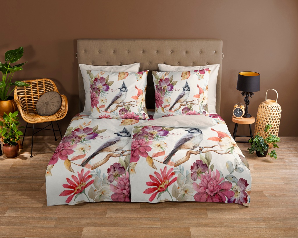 Bild von good morning Bettwäsche Renforcé Bettwäsche 155 X 220 cm + 1- 80 X 80 cm Inga bunt flowers and, Baumwolle, 2 teilig, bettwäsche 155x220 baumwolle sale warm weihnachten 155x220 bettbezug