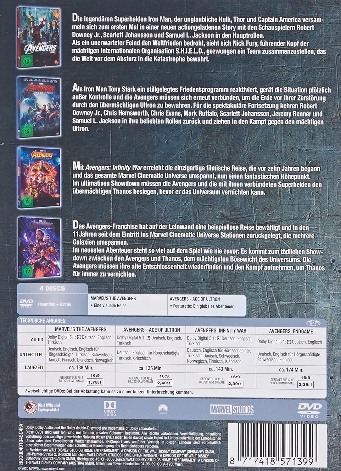 Bild von DVD The Avengers 4-Movie Collection [4 DVDs]