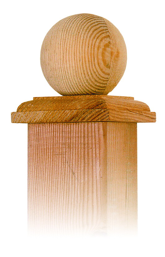 Bild von Pfostenkappe Pfostenabdeckung holz Kugel 100mm