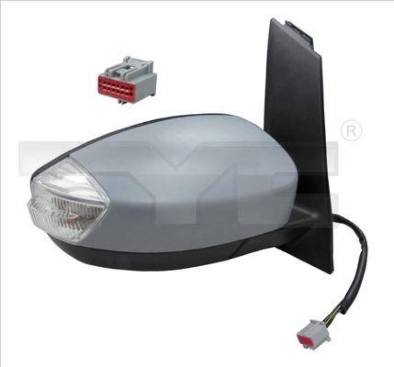 Bild von Außenspiegel Tyc 310-0271 rechts grundiert für elektr.Spiegelverstellung, konvex, beheizbar, mit Temperatursensor FORD: Grand C-Max, C-Max 2