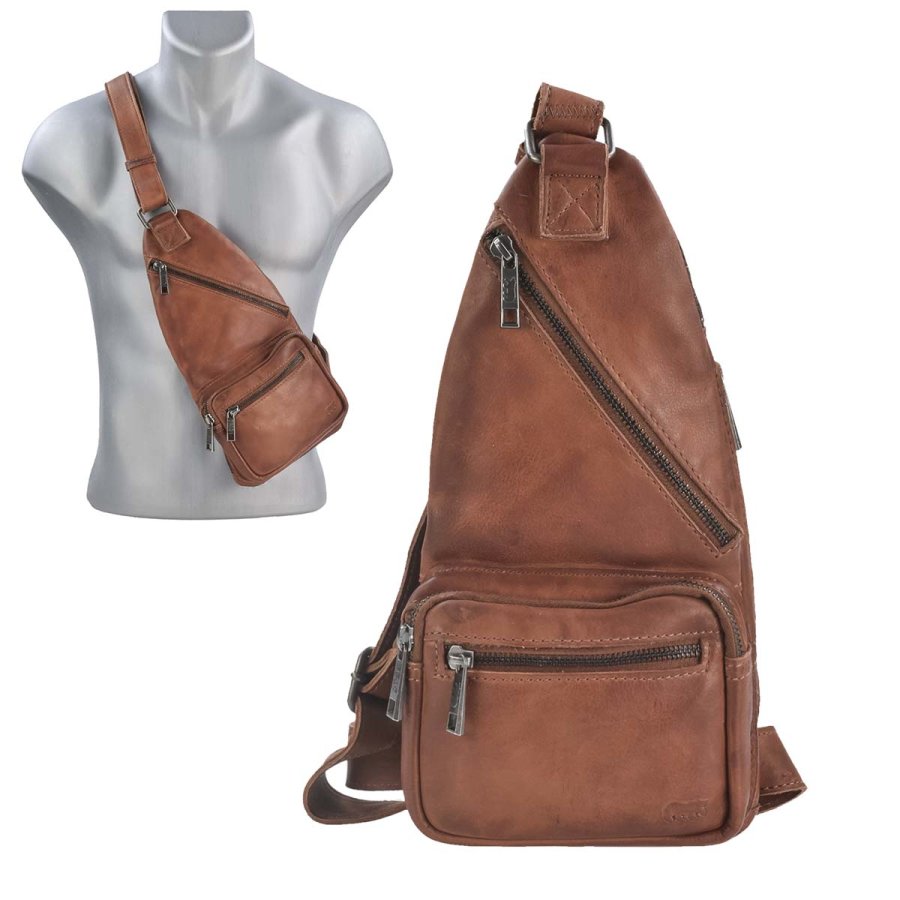 Bild von Bear Design Umhängetasche "Nolani" Callisto Pelle Leder, Crossbody, Crossbag, sportlich, knautschig weiches Leder cognac braun