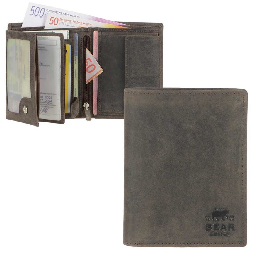 Bild von Bear Design Geldbörse Dark-Nature Leder, Portemonnaie, Herrenbörse, Geldbeutel