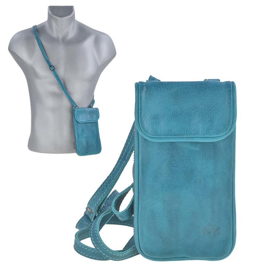 Bild von Handytasche Leder zum Umhängen "Elske" türkis Bear Design CL41579-aqua