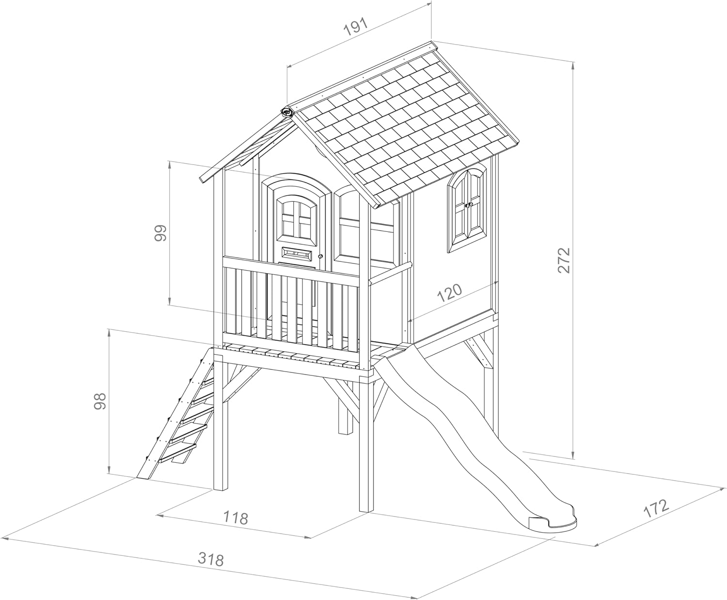 Bild von AXI Spielhaus Laura mit grüner Rutsche | Stelzenhaus in Braun & Grün aus FSC Holz für Kinder | Spielturm mit Wellenrutsche für den Garten