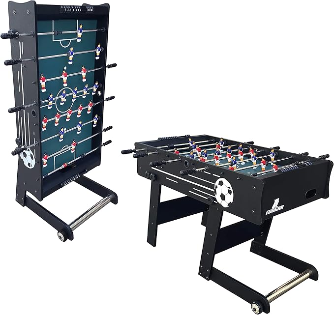Bild von COUGAR Scorpion Kick TS Tischkicker | Kickertisch in Schwarz mit Teleskopstangen klappbar | Fußballtisch inkl. 2 Bälle & Punktezähler | Indoor Tischfußball für Kinder & Erwachsene | Maße 122x61x80 cm