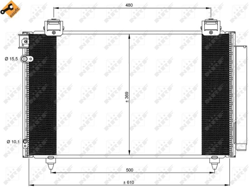 Bild von NRF EASY FIT 35592 Klimakondensator Kondensator, Klimakühler, Kondensator Klimaanlage mit Trockner, mit Dichtring 15,5 10,1 Aluminium 613