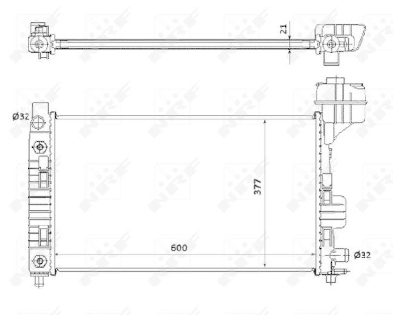 Bild von NRF 54718 Kühler, Motorkühlung Kühler, Wasserkühler, Autokühler Aluminium 600 358 26 Kühlrippen gelötet