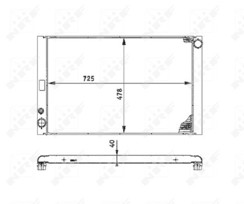 Bild von NRF 53716 Kühler, Motorkühlung Kühler, Wasserkühler, Autokühler Aluminium 725 480 40 Kühlrippen gelötet