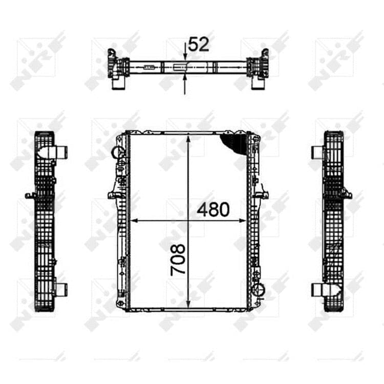 Bild von NRF 53859 Kühler, Motorkühlung Kühler, Wasserkühler, Autokühler Aluminium 708 480 52 ohne Rahmen Kühlrippen gelötet