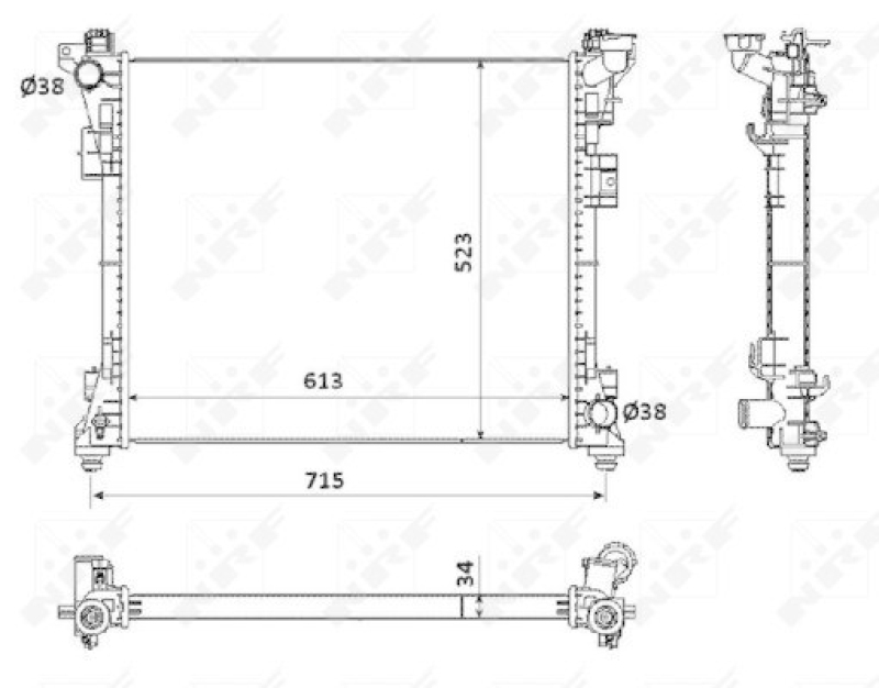 Bild von NRF 53900 Kühler, Motorkühlung Kühler, Wasserkühler, Autokühler Aluminium 610 516 32 Kühlrippen gelötet