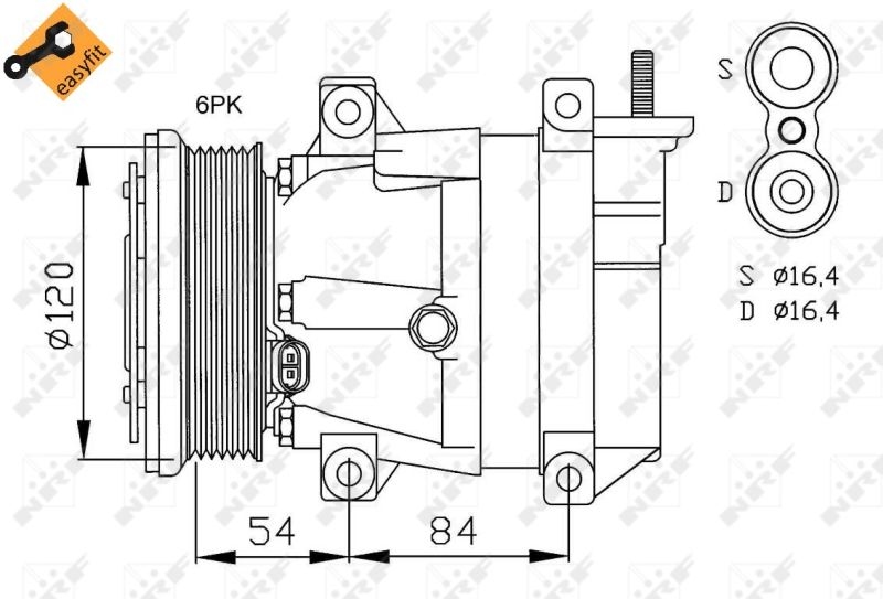 Bild von NRF EASY FIT 32484 Kompressor Klimakompressor, Klimaanlage Kompressor, Kompressor, Klimaanlage V5 12 PAG 150 mit PAG-Kompressoröl, mit Dichtring