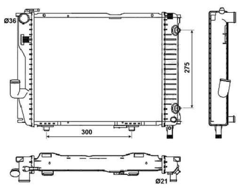 Bild von NRF 53030 Kühler, Motorkühlung Kühler, Wasserkühler, Autokühler Aluminium 450 368 40 Kühlrippen gelötet MERCEDES-BENZ: W124 Saloon